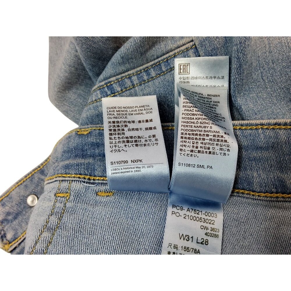 Levis Womens High-Rise Tapered Jeans Size 31x28 Recycled Denim Light Wash - Picture 13 of 13